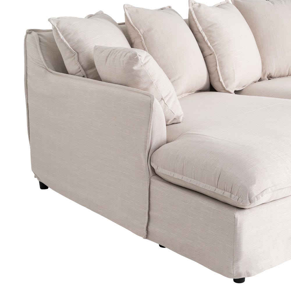 Sofá chaise longue beige de tela para salón moderno – 254 x 158 x 84 cm - Imagen 5
