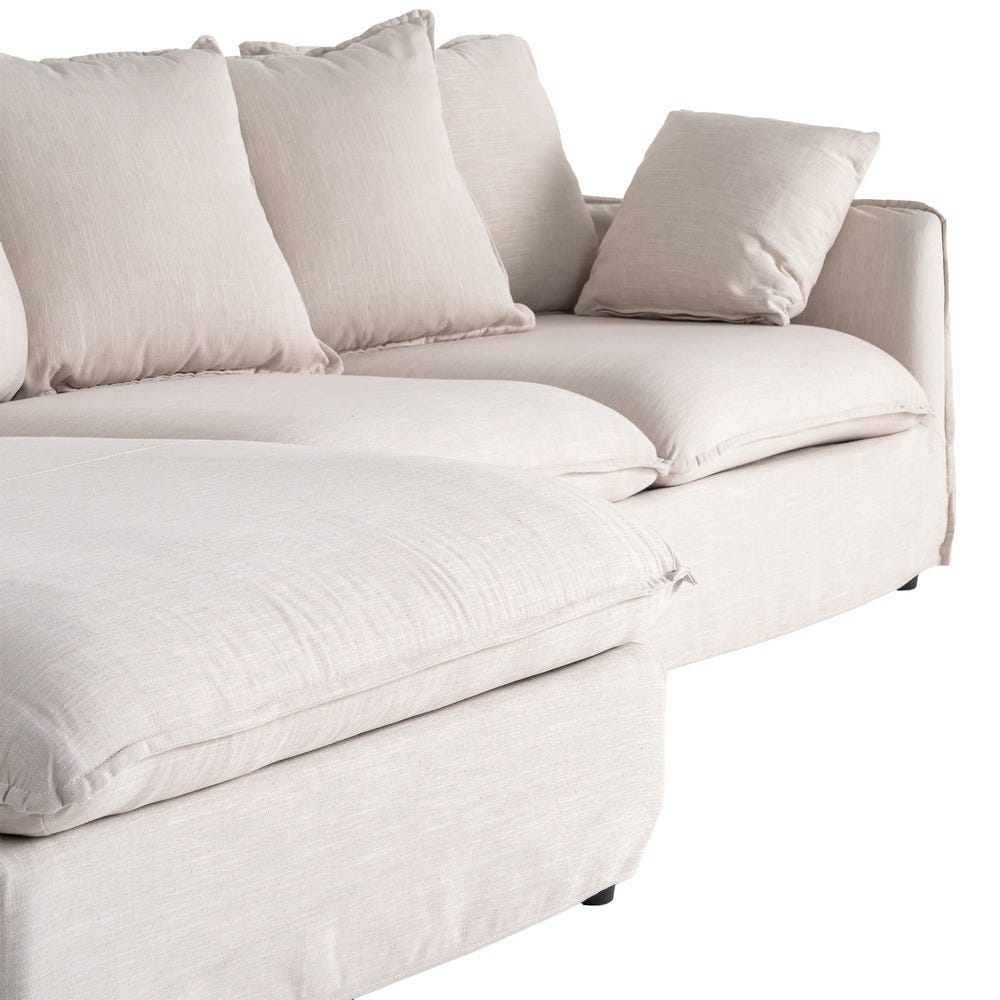 Sofá chaise longue beige de tela para salón moderno – 254 x 158 x 84 cm - Imagen 6