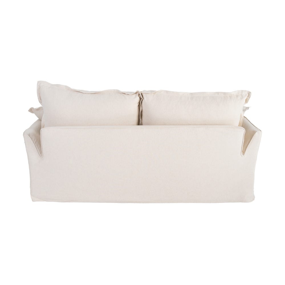 Sofá 2 plazas beige con estructura de madera y tapizado en tela – 200 x 109 x 90 cm - Imagen 3