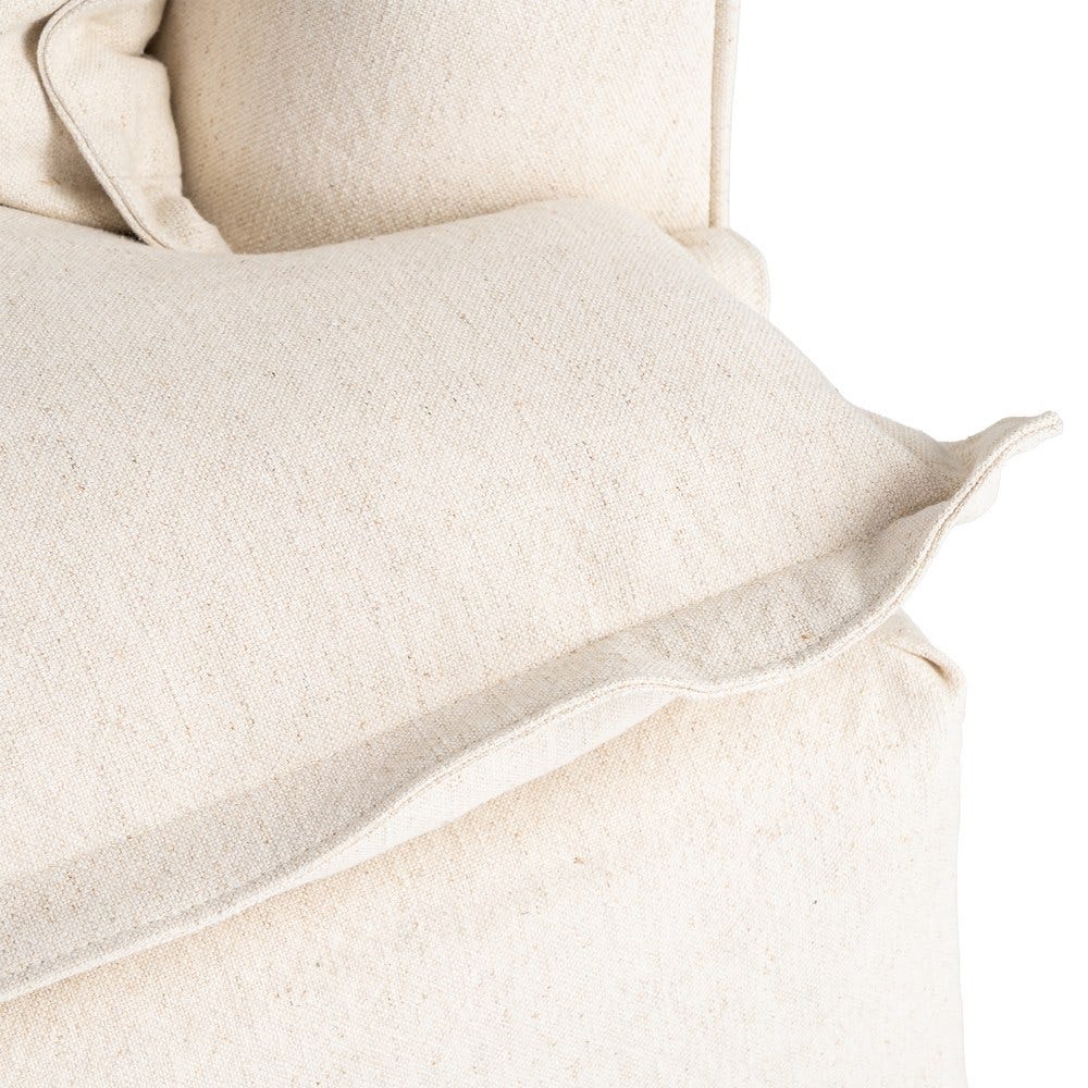 Sofá 2 plazas beige con estructura de madera y tapizado en tela – 200 x 109 x 90 cm - Imagen 6