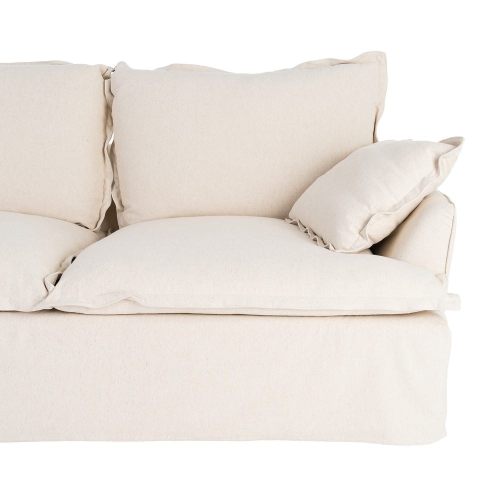 Sofá 2 plazas beige con estructura de madera y tapizado en tela – 200 x 109 x 90 cm - Imagen 7