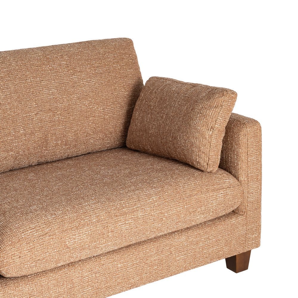Sofá 3 plazas ocre tapizado en tela con estructura de madera – 221 x 90 x 87 cm - Imagen 4