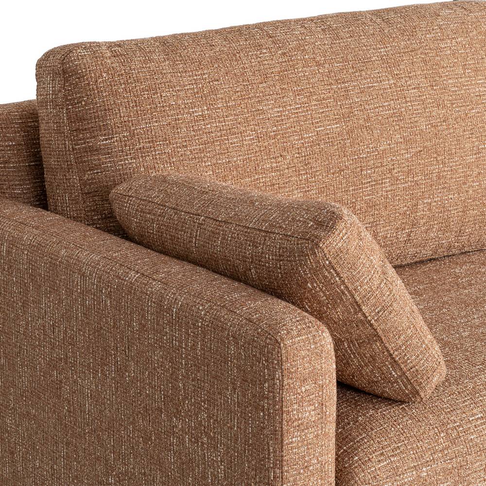 Sofá 3 plazas ocre tapizado en tela con estructura de madera – 221 x 90 x 87 cm - Imagen 5
