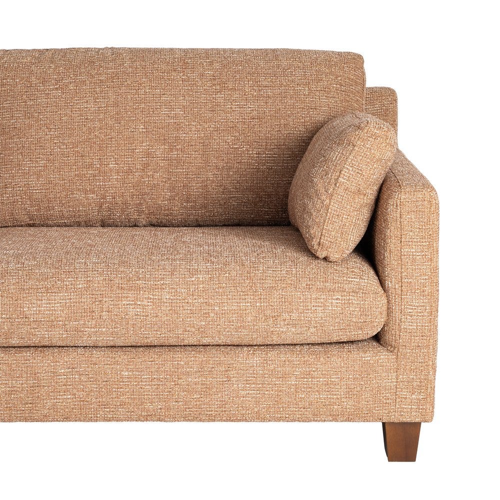 Sofá 3 plazas ocre tapizado en tela con estructura de madera – 221 x 90 x 87 cm - Imagen 6