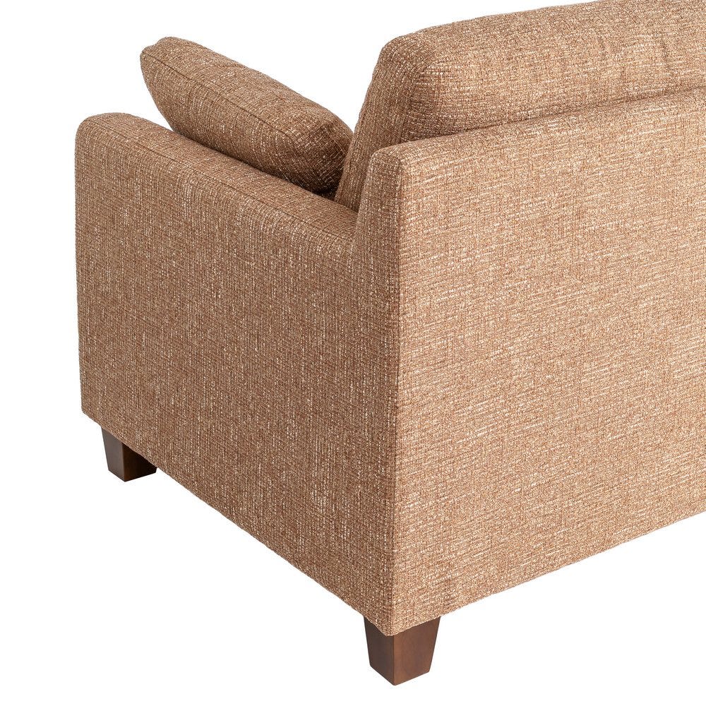 Sofá 3 plazas ocre tapizado en tela con estructura de madera – 221 x 90 x 87 cm - Imagen 8