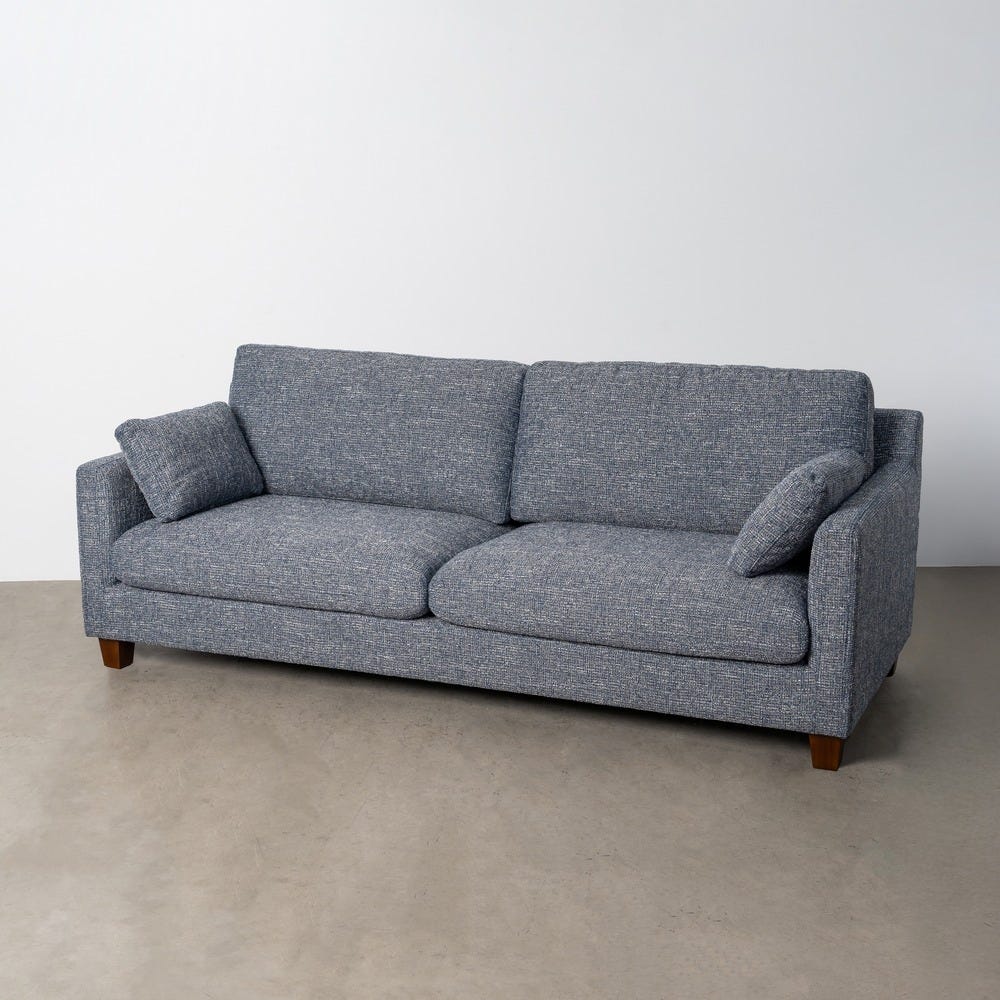 Sofá 3 plazas azul tapizado en tela con estructura de madera – 221 x 90 x 87 cm - Imagen 10