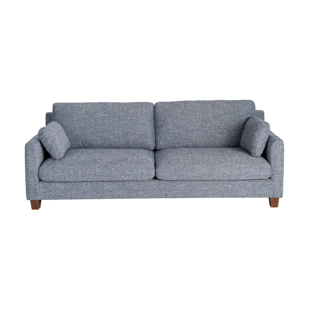 Sofá 3 plazas azul tapizado en tela con estructura de madera – 221 x 90 x 87 cm - Imagen 2