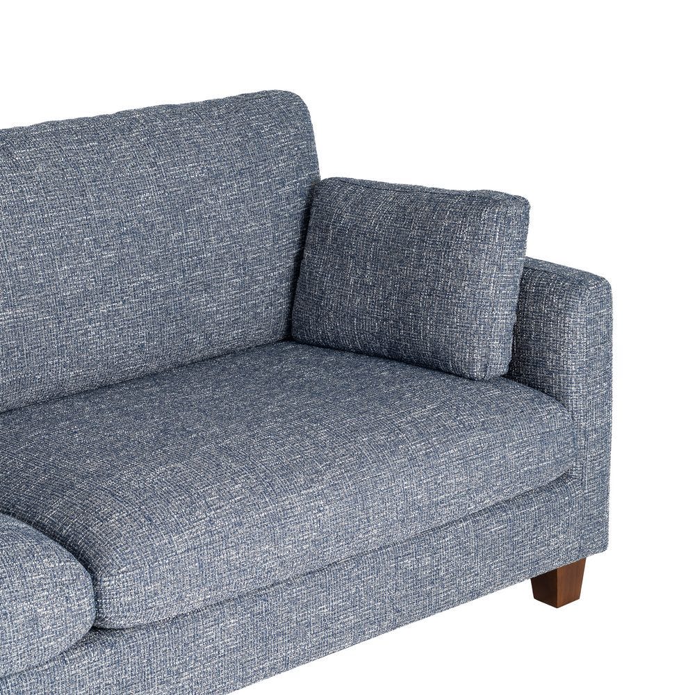 Sofá 3 plazas azul tapizado en tela con estructura de madera – 221 x 90 x 87 cm - Imagen 4