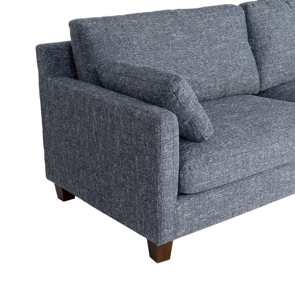 Sofá 3 plazas azul tapizado en tela con estructura de madera – 221 x 90 x 87 cm - Imagen 5