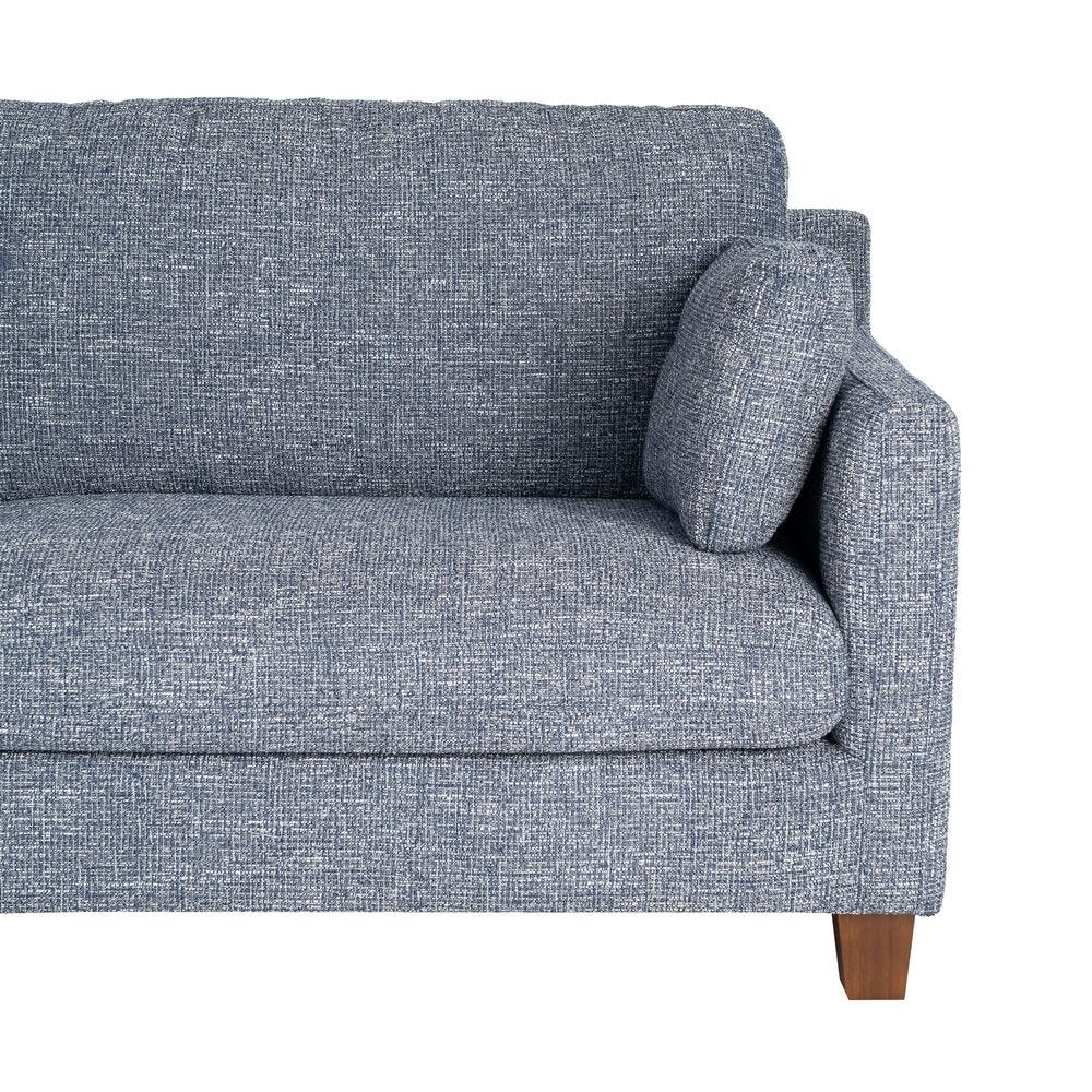 Sofá 3 plazas azul tapizado en tela con estructura de madera – 221 x 90 x 87 cm - Imagen 6