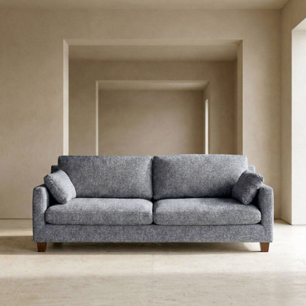 Sofá 3 plazas azul tapizado en tela con estructura de madera – 221 x 90 x 87 cm - Imagen 11