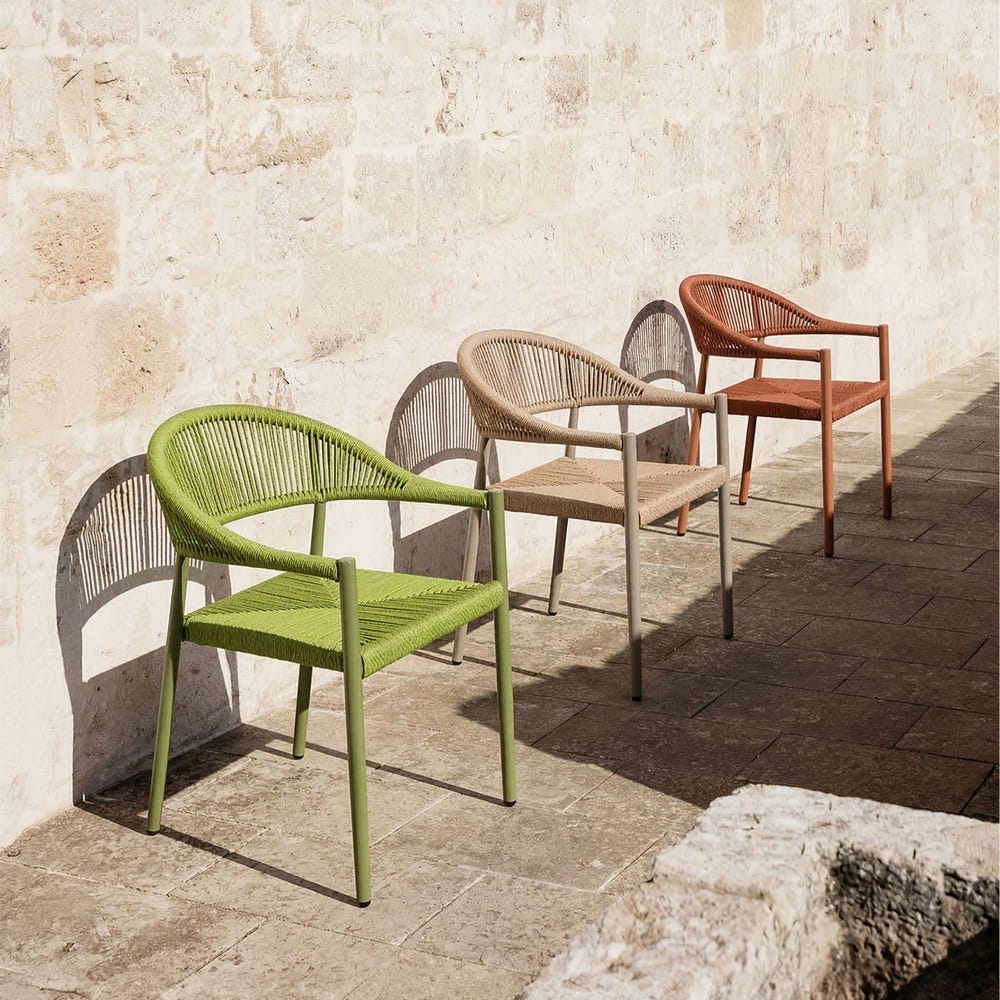 Pack de 2 Sillas Apilable Estilo Bistro | Aluminio y Ratán PE - Teja - Imagen 11