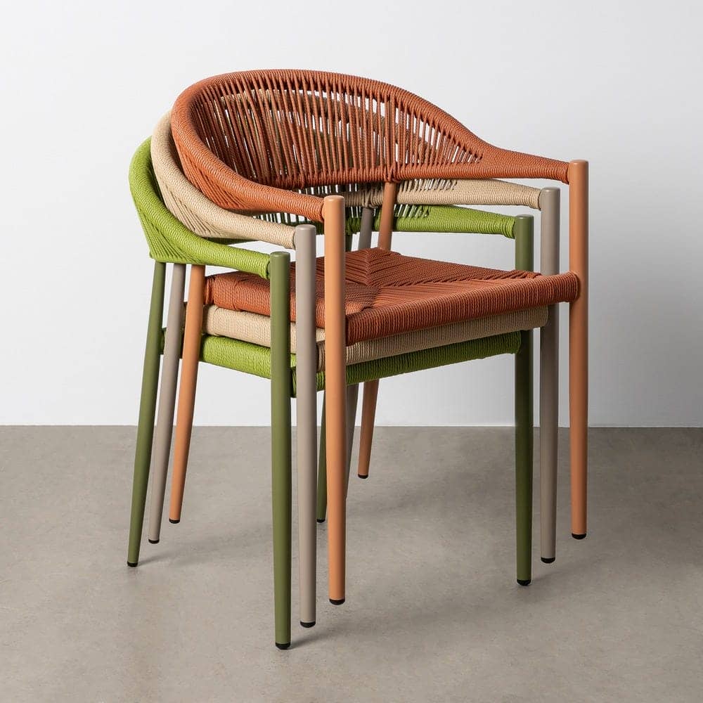 Pack de 2 Sillas Apilable Estilo Bistro | Aluminio y Ratán PE - Teja - Imagen 13