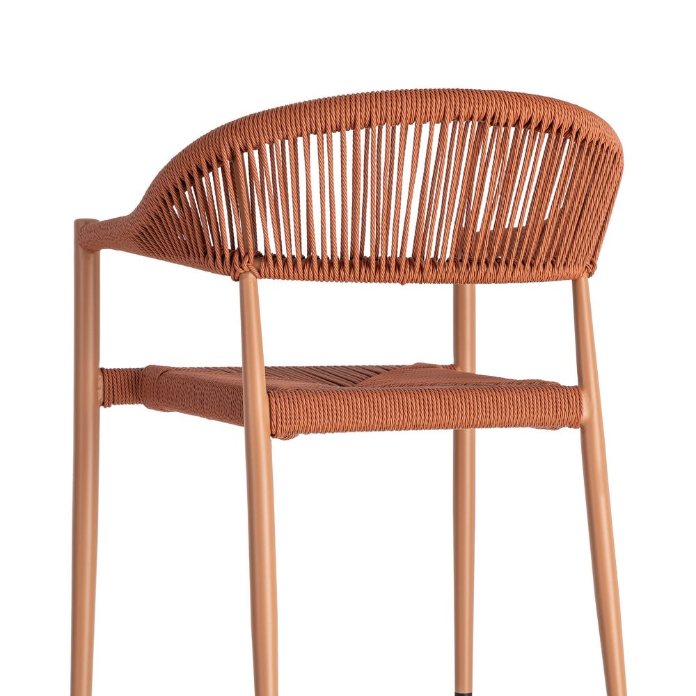 Pack de 2 Sillas Apilable Estilo Bistro | Aluminio y Ratán PE - Teja - Imagen 7