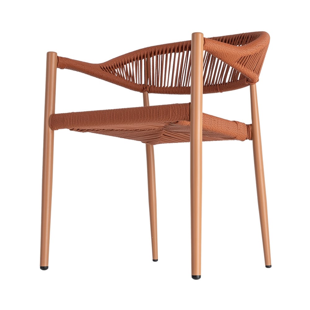 Pack de 2 Sillas Apilable Estilo Bistro | Aluminio y Ratán PE - Teja - Imagen 5
