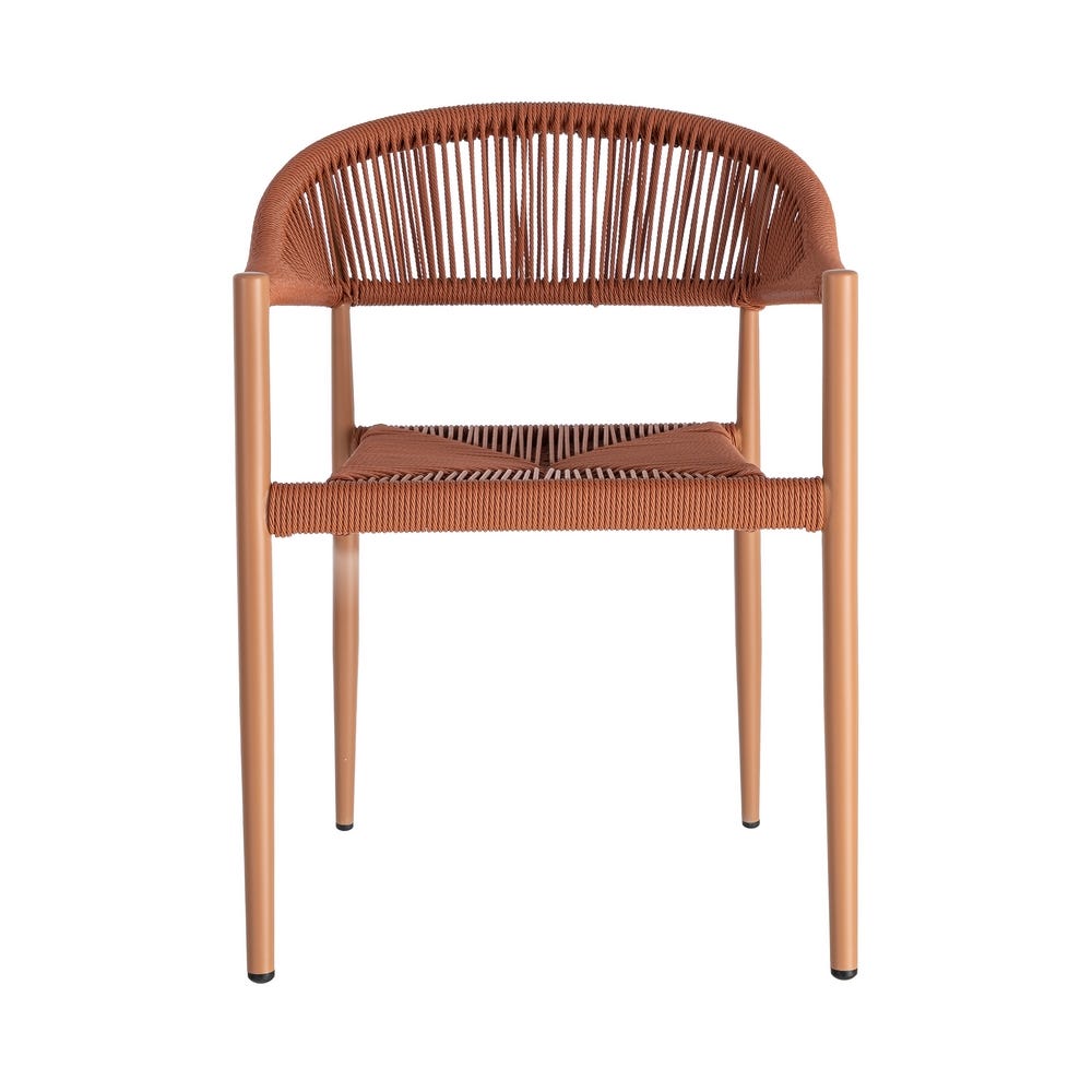 Pack de 2 Sillas Apilable Estilo Bistro | Aluminio y Ratán PE - Teja - Imagen 3