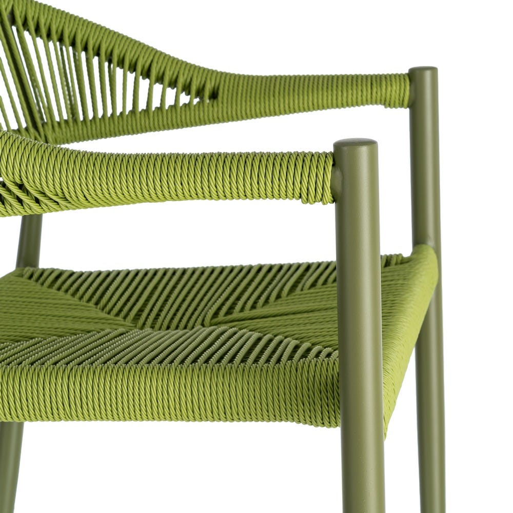 Pack de 2 Sillas Apilable Estilo Bistro | Aluminio y Ratán PE - Verde - Imagen 6
