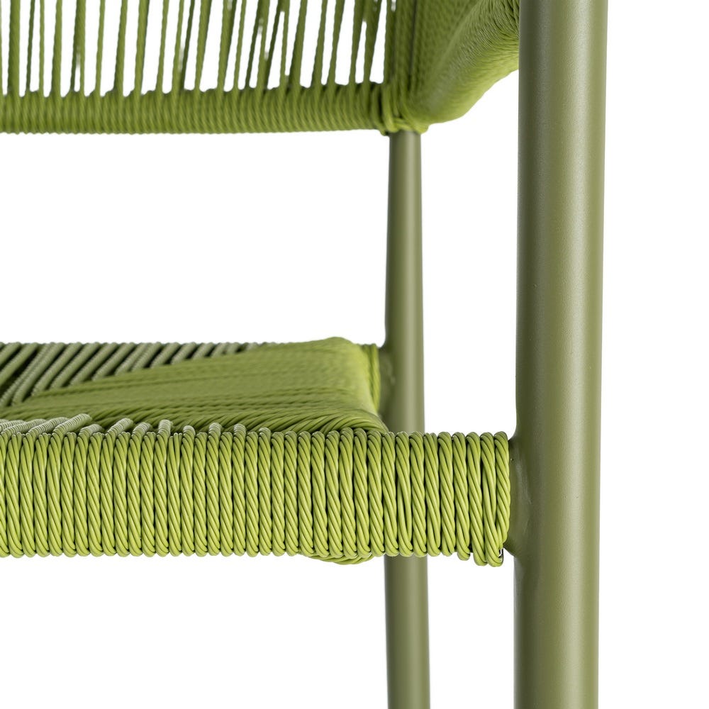 Pack de 2 Sillas Apilable Estilo Bistro | Aluminio y Ratán PE - Verde - Imagen 7