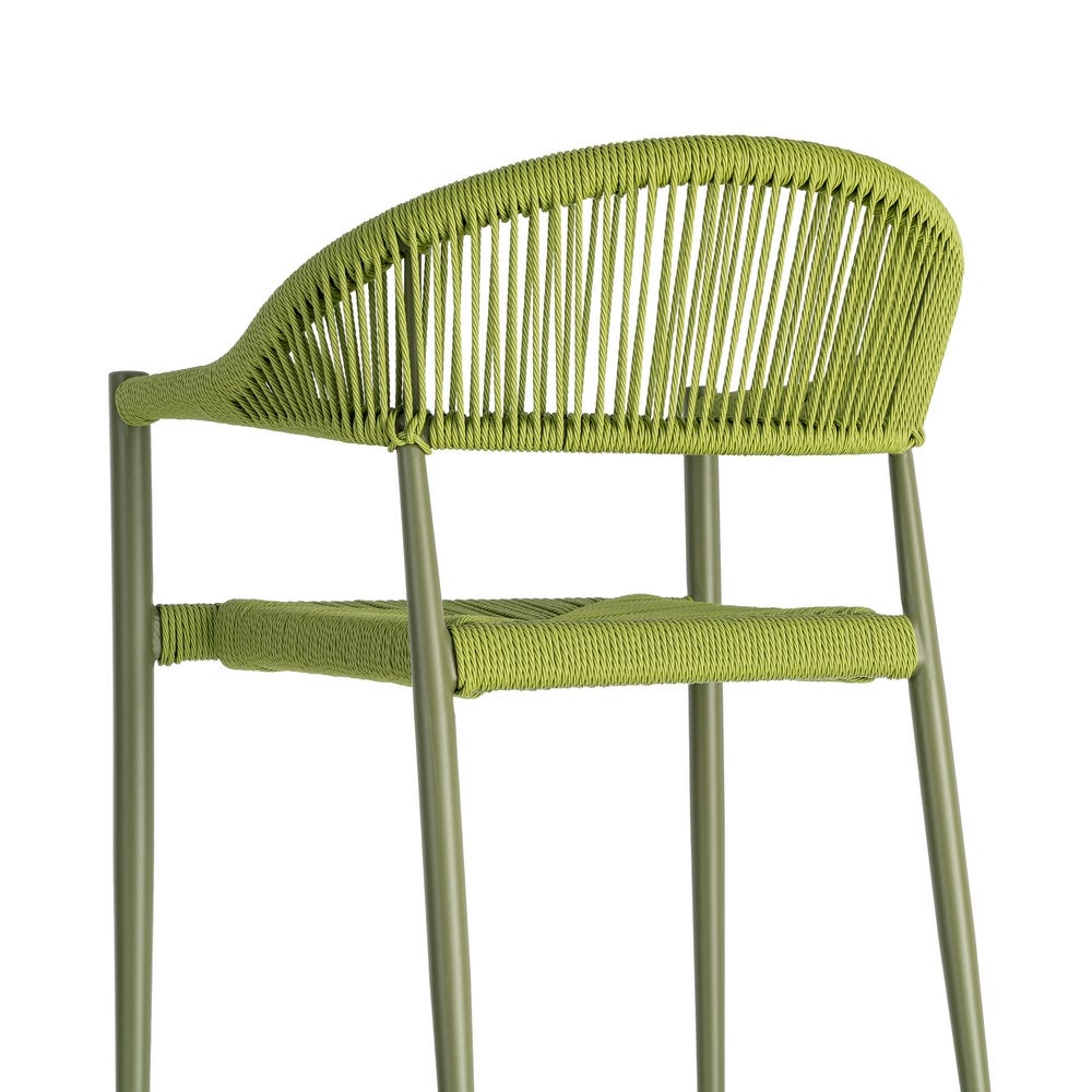 Pack de 2 Sillas Apilable Estilo Bistro | Aluminio y Ratán PE - Verde - Imagen 8