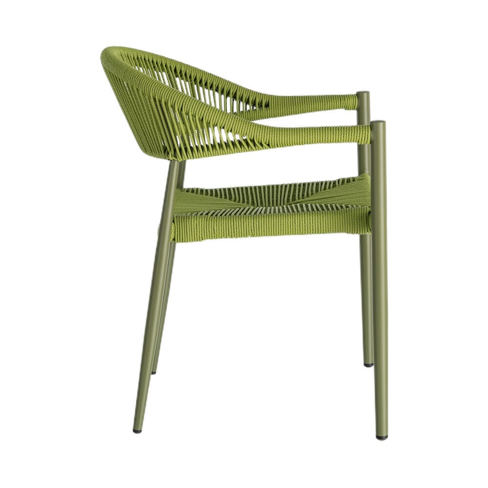 Pack de 2 Sillas Apilable Estilo Bistro | Aluminio y Ratán PE - Verde - Imagen 4