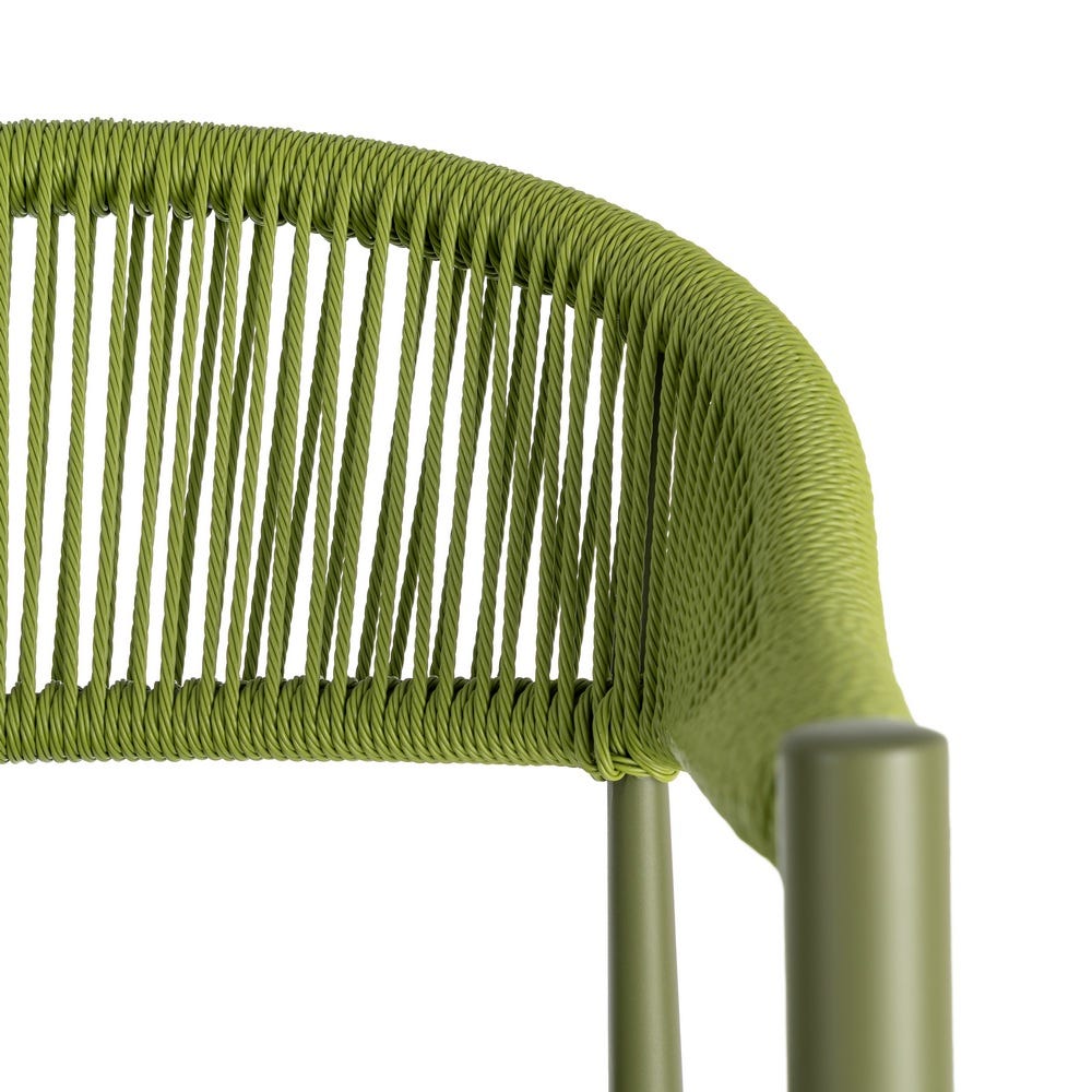 Pack de 2 Sillas Apilable Estilo Bistro | Aluminio y Ratán PE - Verde - Imagen 9