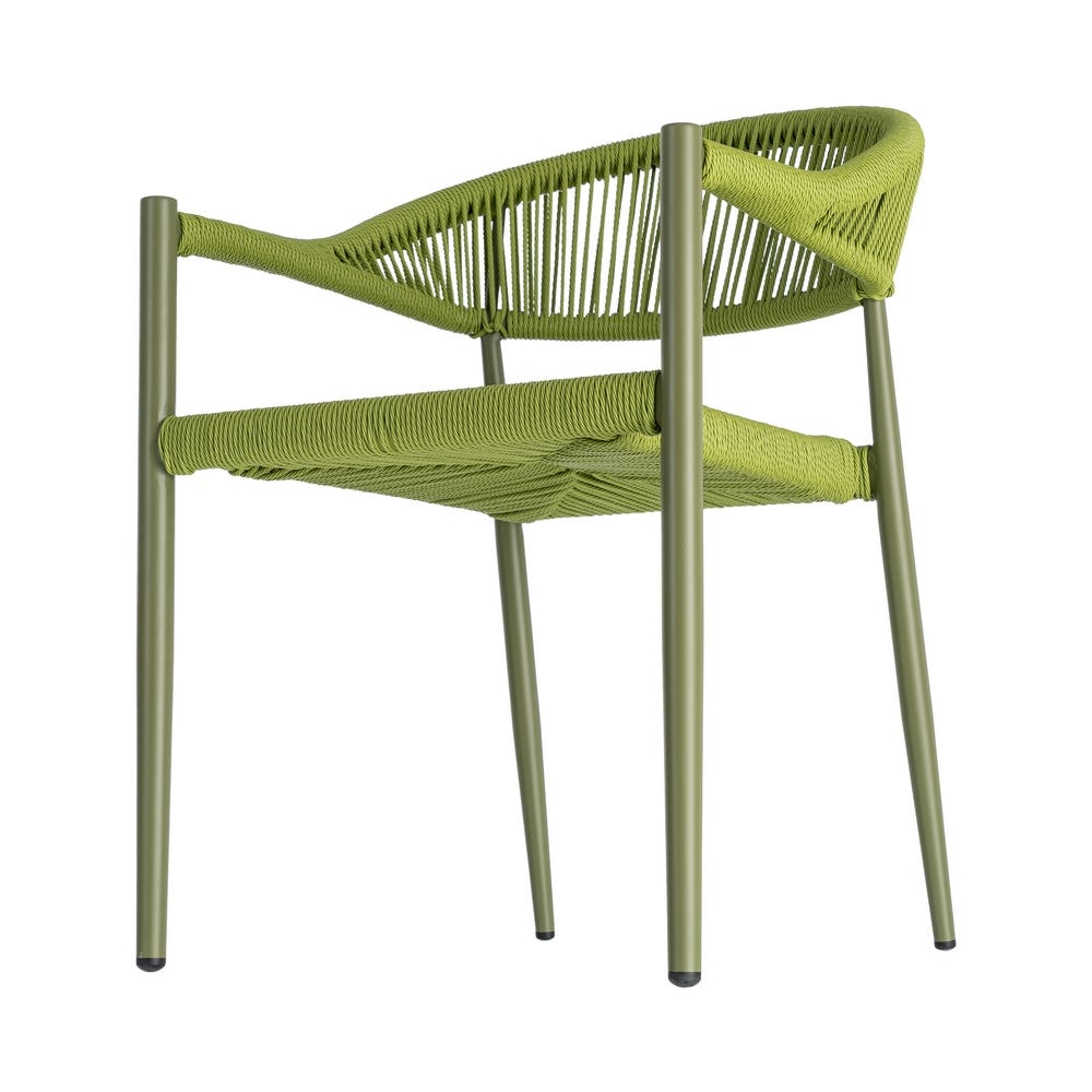 Pack de 2 Sillas Apilable Estilo Bistro | Aluminio y Ratán PE - Verde - Imagen 5