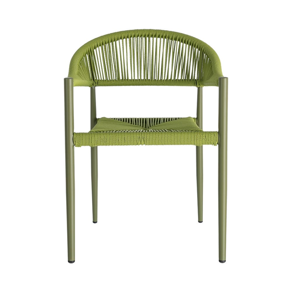 Pack de 2 Sillas Apilable Estilo Bistro | Aluminio y Ratán PE - Verde - Imagen 3