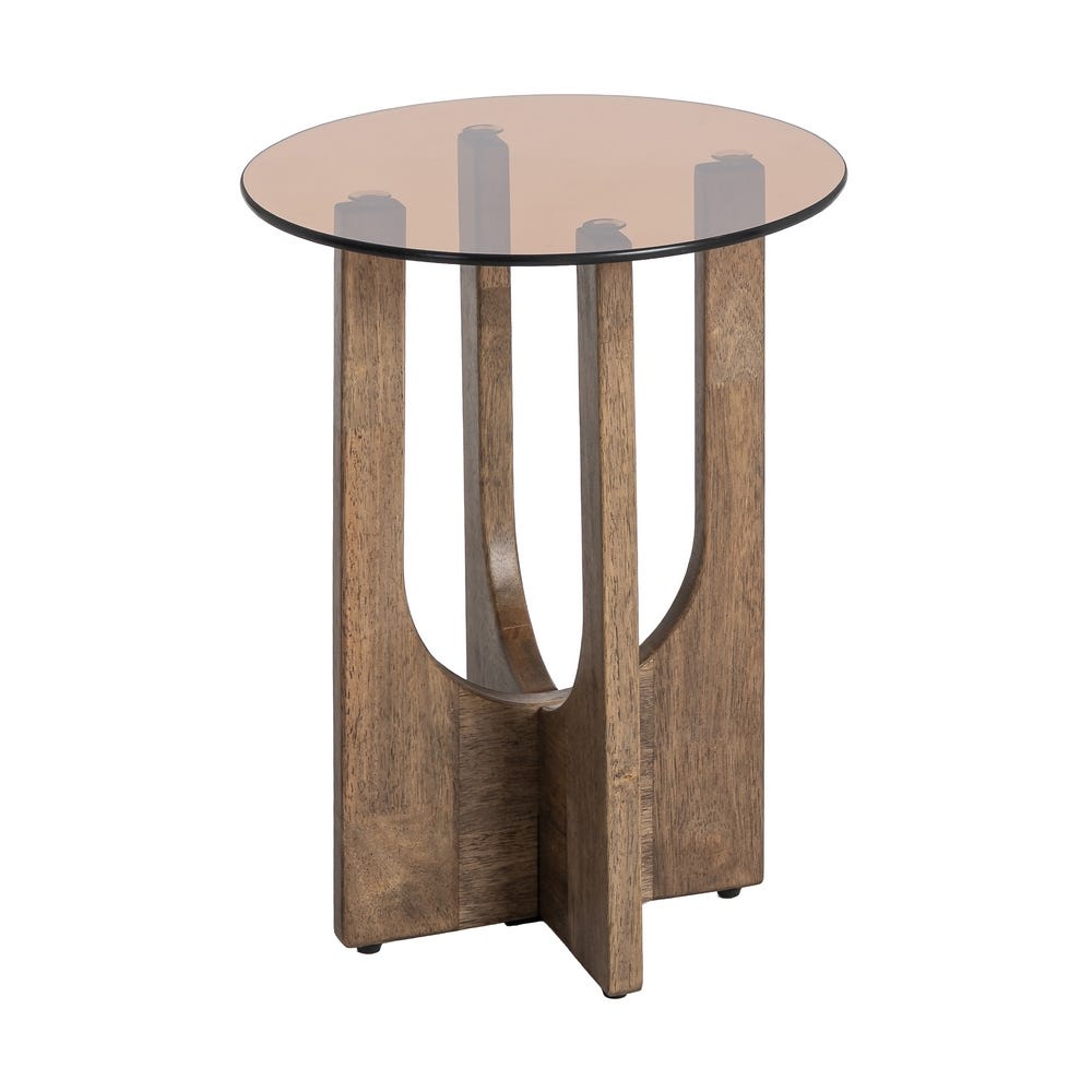 Mesa Auxiliar Marrón Madera-Cristal 40 x 40 x 51 cm - Imagen 2