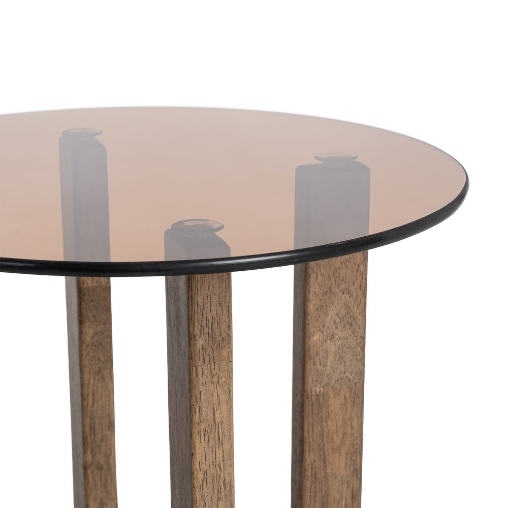 Mesa Auxiliar Marrón Madera-Cristal 40 x 40 x 51 cm - Imagen 3