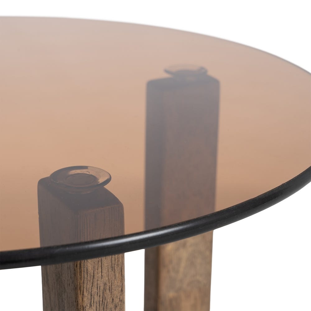 Mesa Auxiliar Marrón Madera-Cristal 40 x 40 x 51 cm - Imagen 4