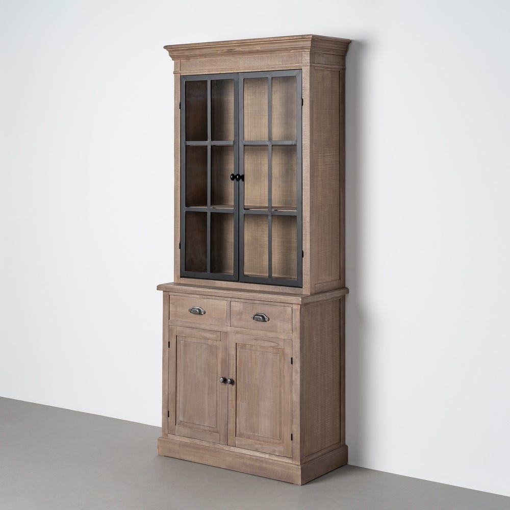 Vitrina Natural-Negro Madera De Pino 87 x 40 x 198 cm - Imagen 11