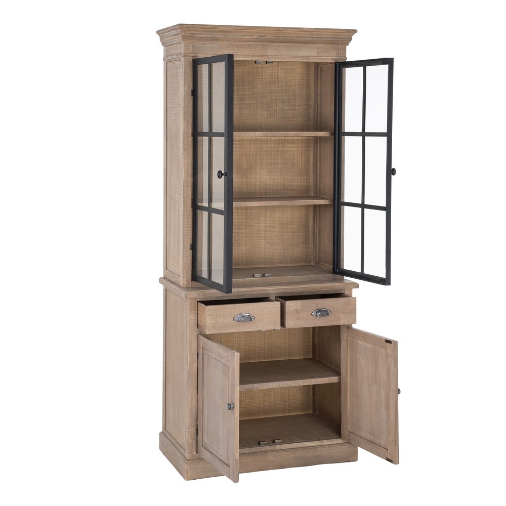 Vitrina Natural-Negro Madera De Pino 87 x 40 x 198 cm - Imagen 3