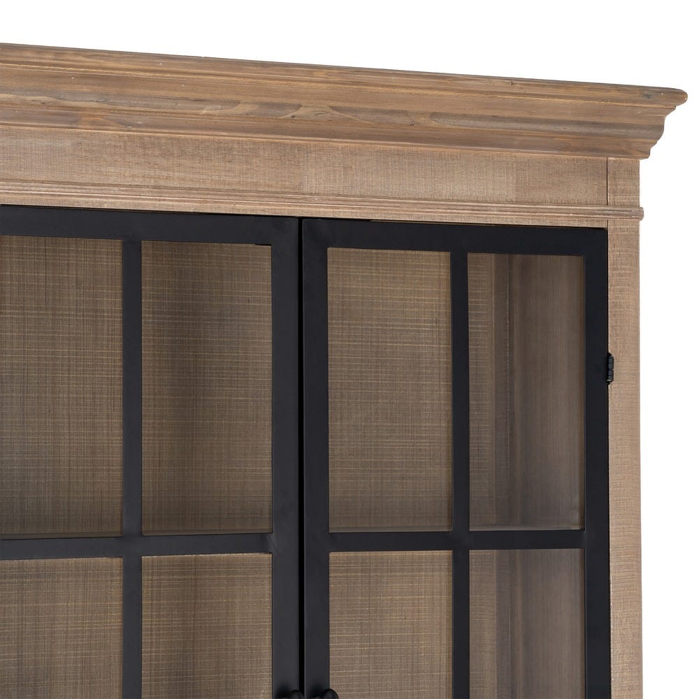 Vitrina Natural-Negro Madera De Pino 87 x 40 x 198 cm - Imagen 4