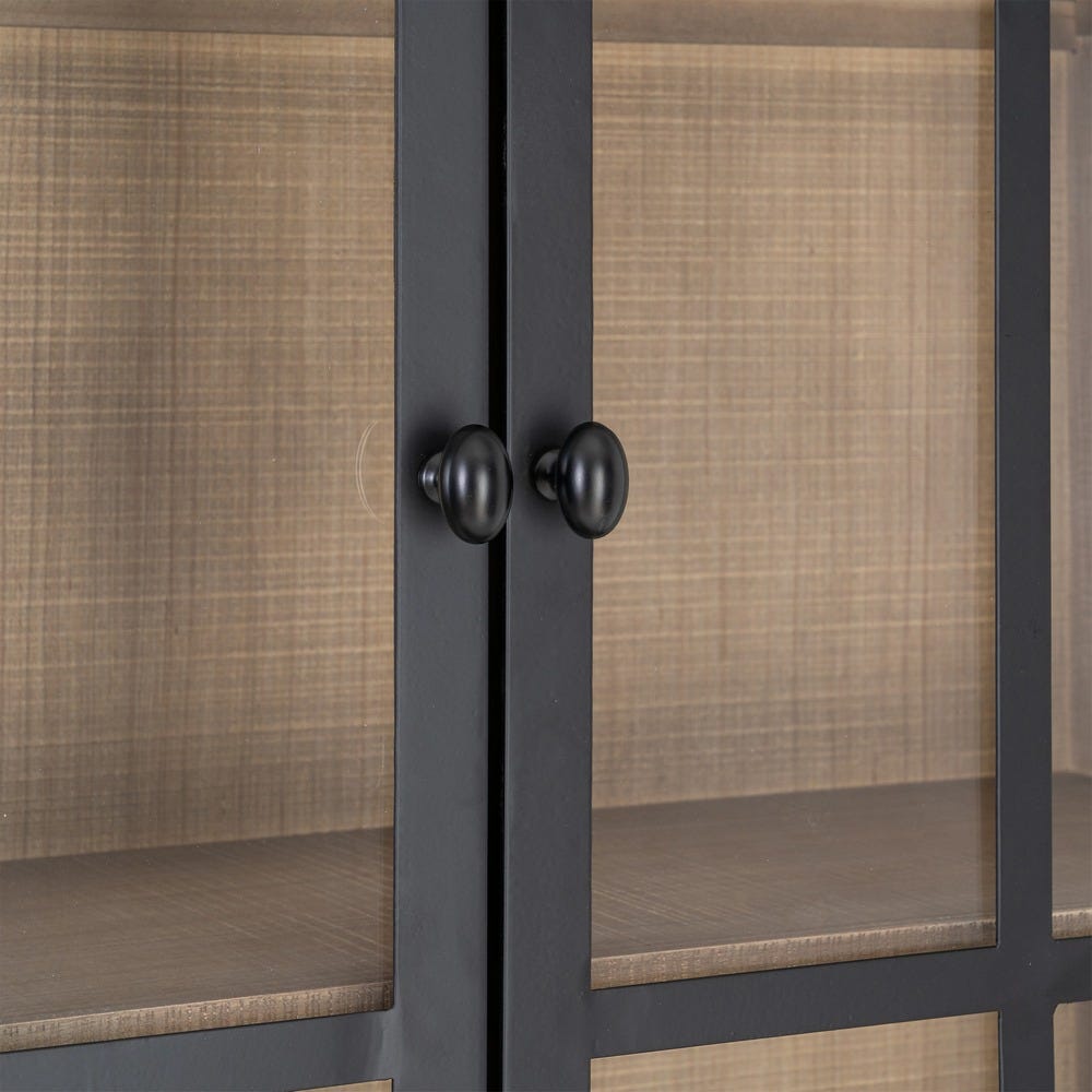 Vitrina Natural-Negro Madera De Pino 87 x 40 x 198 cm - Imagen 6