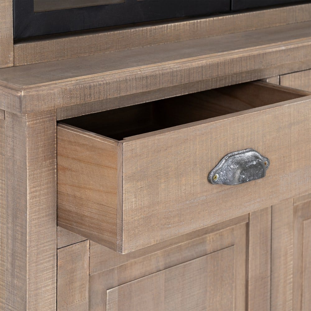 Vitrina Natural-Negro Madera De Pino 87 x 40 x 198 cm - Imagen 8
