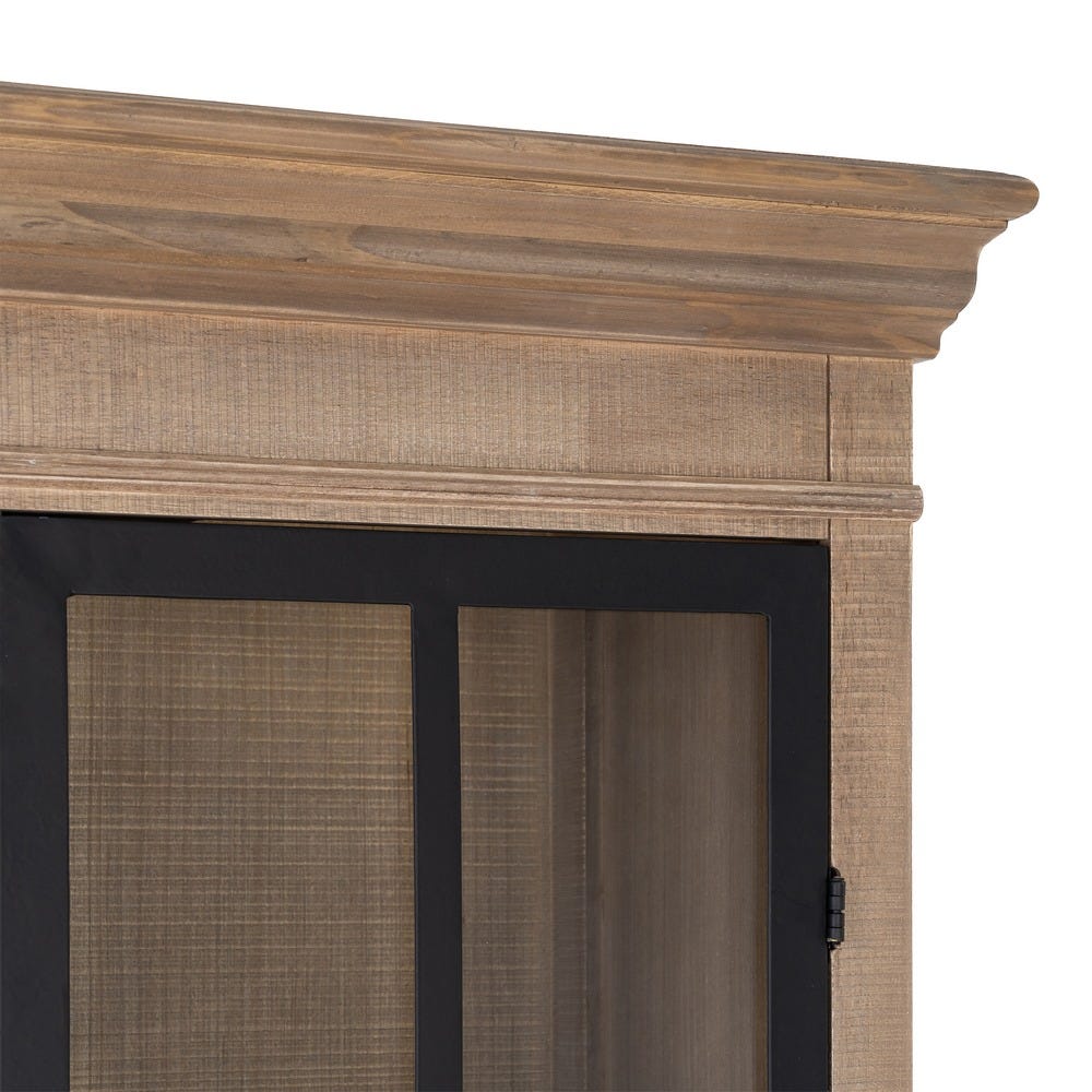 Vitrina Natural-Negro Madera De Pino 87 x 40 x 198 cm - Imagen 9