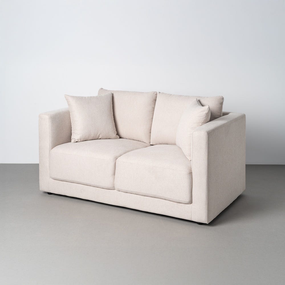 Sofá 2 Plazas Crema Tejido-Madera 165 x 96 x 86 cm - Imagen 2