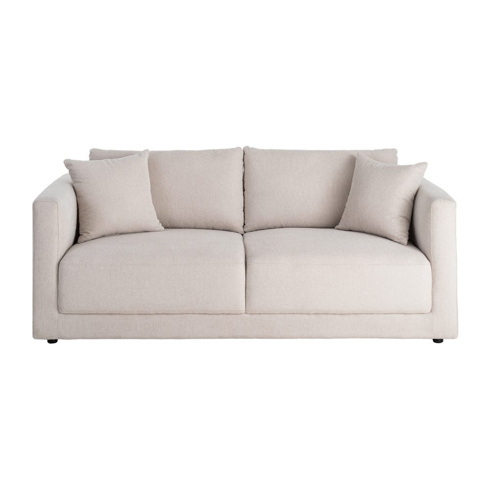 Sofá 3 Plazas Crema Tejido-Madera 210 x 96 x 86 cm - Imagen 3
