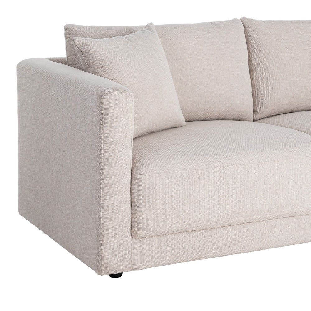 Sofá 3 Plazas Crema Tejido-Madera 210 x 96 x 86 cm - Imagen 6