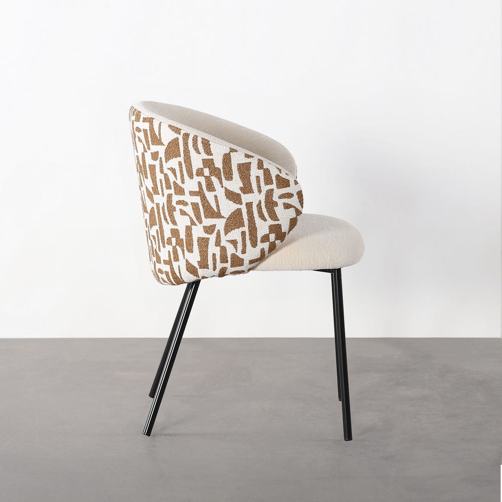 Pack de 2 Sillas estampada tapizada en tela dorada con estructura metálica estilo contract – 56,5 x 56 x 74,5 cm - Imagen 3