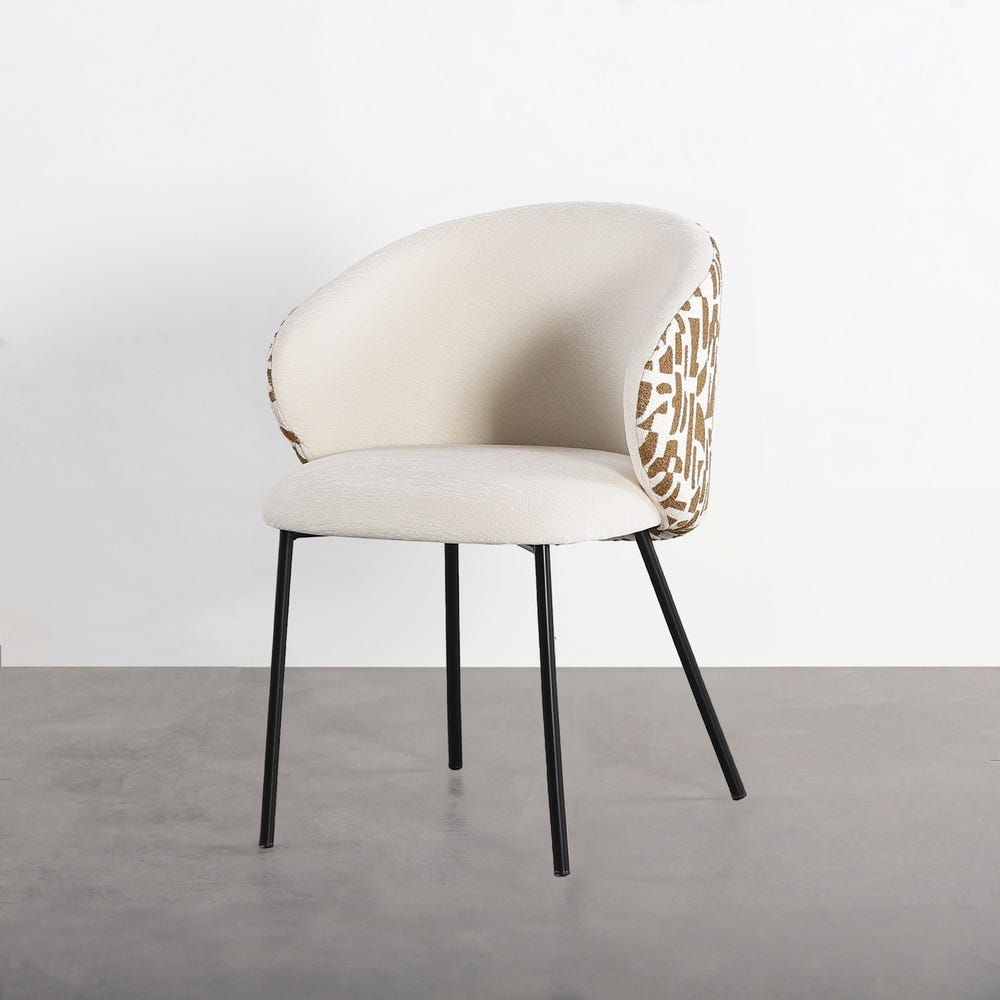 Pack de 2 Sillas estampada tapizada en tela dorada con estructura metálica estilo contract – 56,5 x 56 x 74,5 cm - Imagen 4