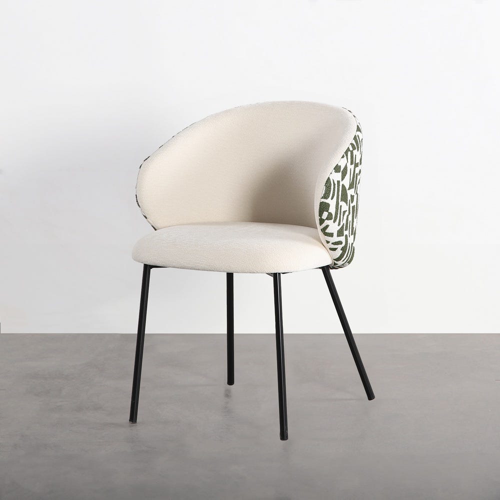Pack de 2 Sillas estampada tapizada en tela verde con estructura metálica estilo contract – 56,5 x 56 x 74,5 cm - Imagen 2