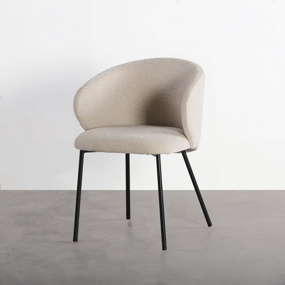 Pack de 2 Sillas beige tapizada en tela con estructura metálica estilo contract – 56,5 x 56 x 74,5 cm - Imagen 2