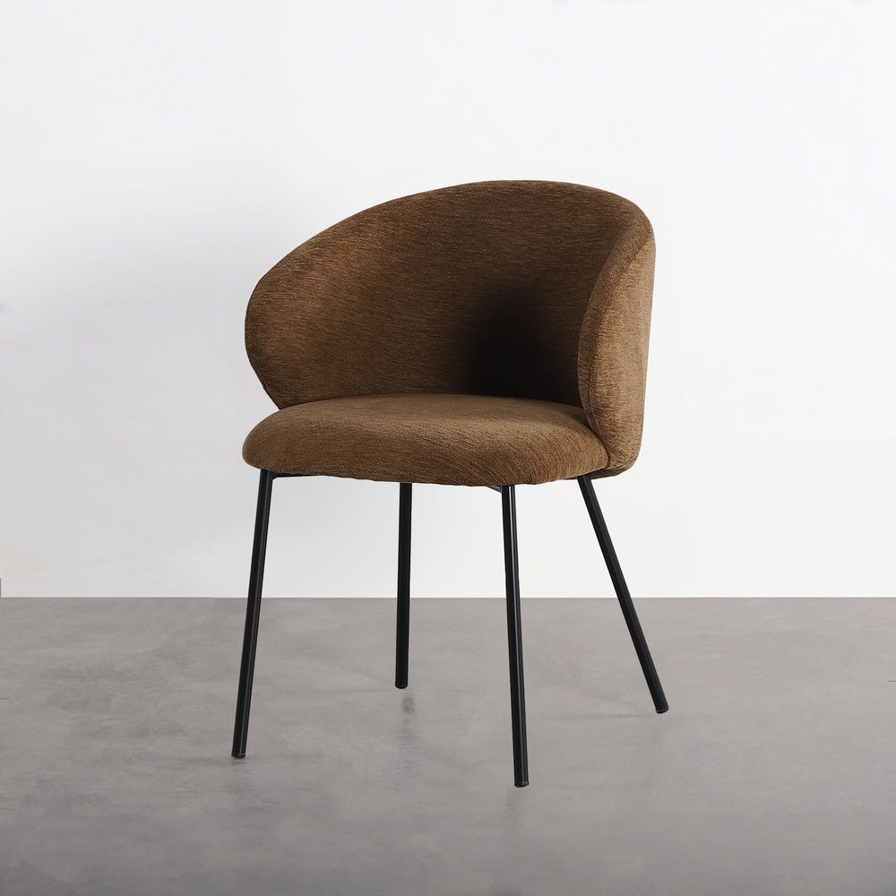 Pack de 2 Sillas marrón tapizada en tela con estructura metálica estilo contract – 56,5 x 56 x 74,5 cm - Imagen 3