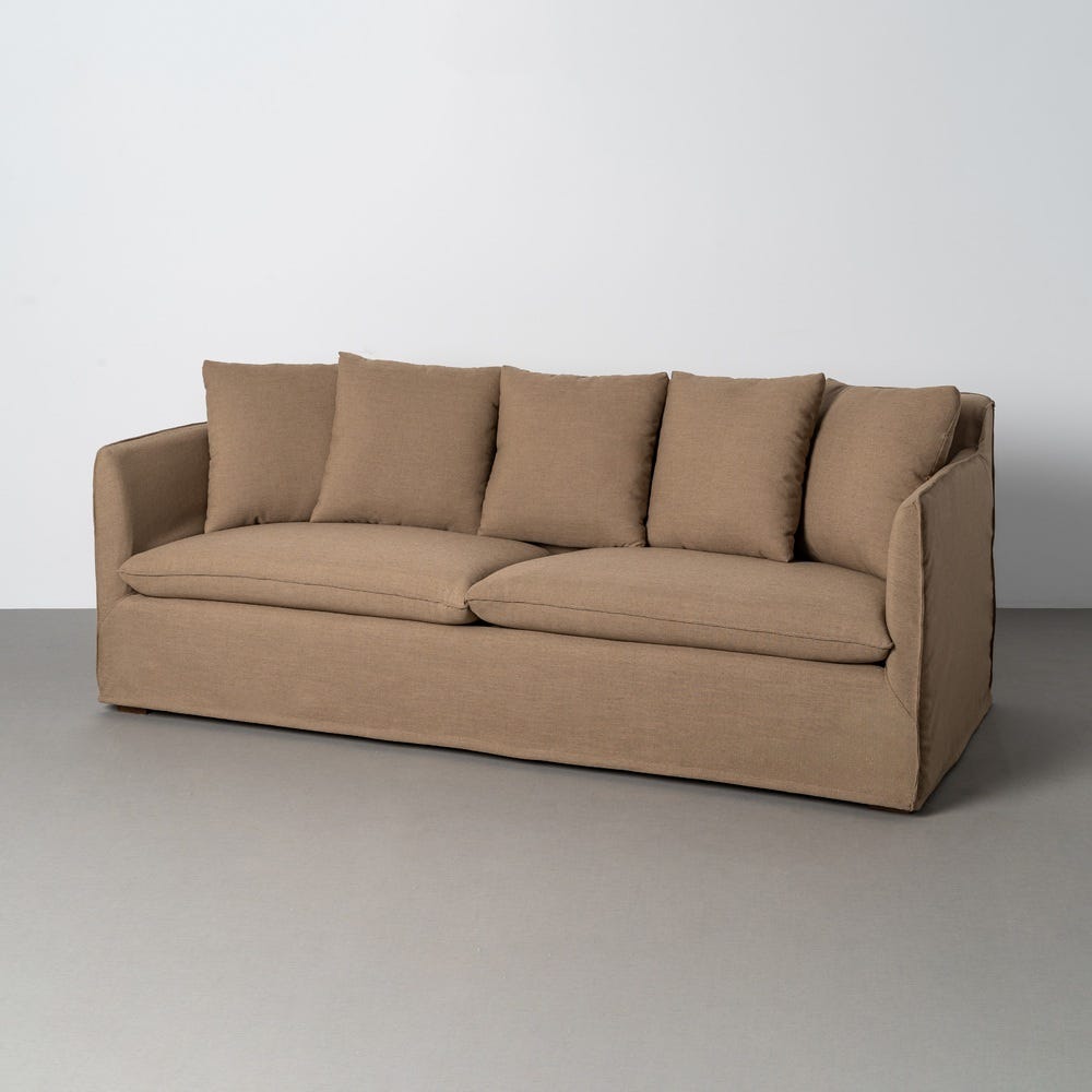 Sofá marrón de tela para salón moderno – 215 x 92 x 78 cm - Imagen 2