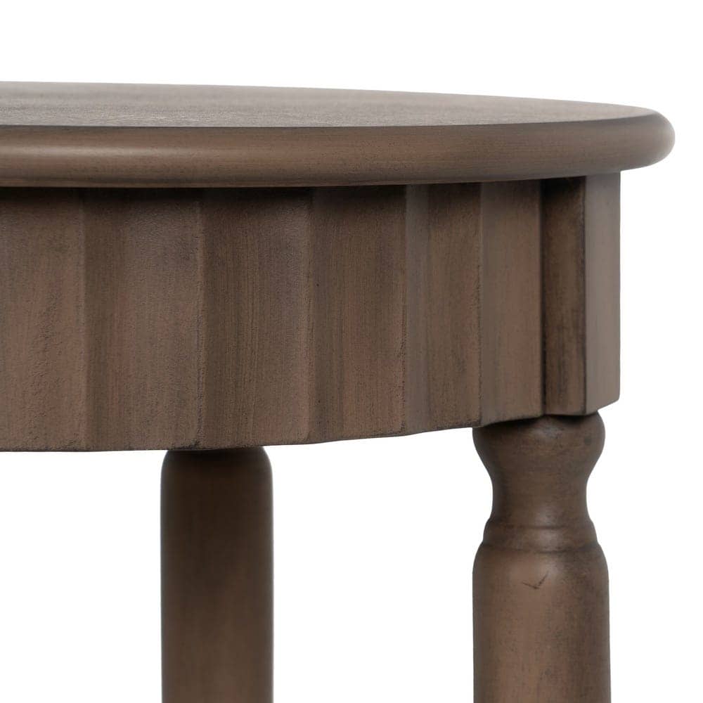 Mesita Auxiliar Pequeña de Madera Marrón 66 cm - Elegante y Funcional con Estante Inferior para Sofá o Cama - Imagen 5