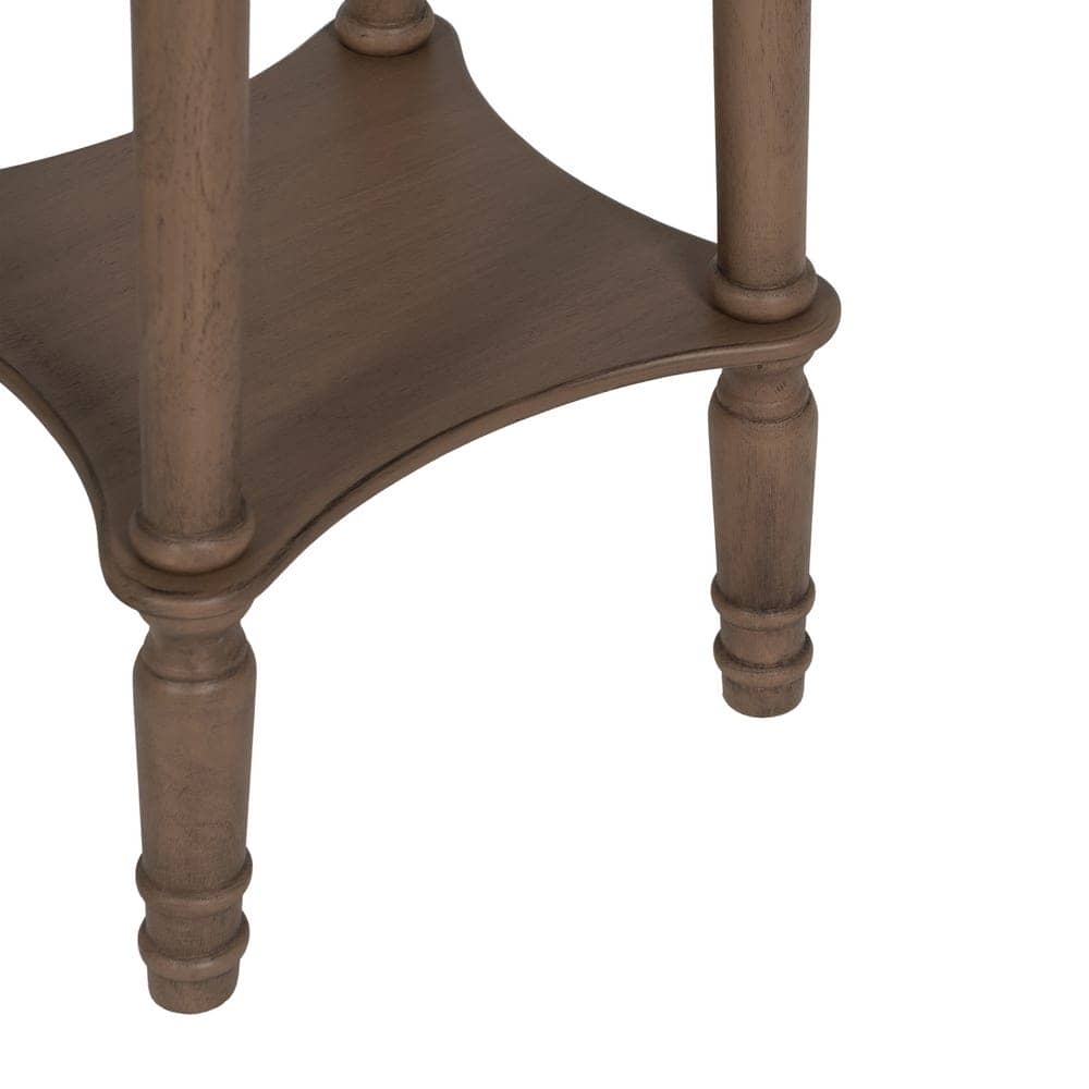 Mesita Auxiliar Pequeña de Madera Marrón 66 cm - Elegante y Funcional con Estante Inferior para Sofá o Cama - Imagen 6