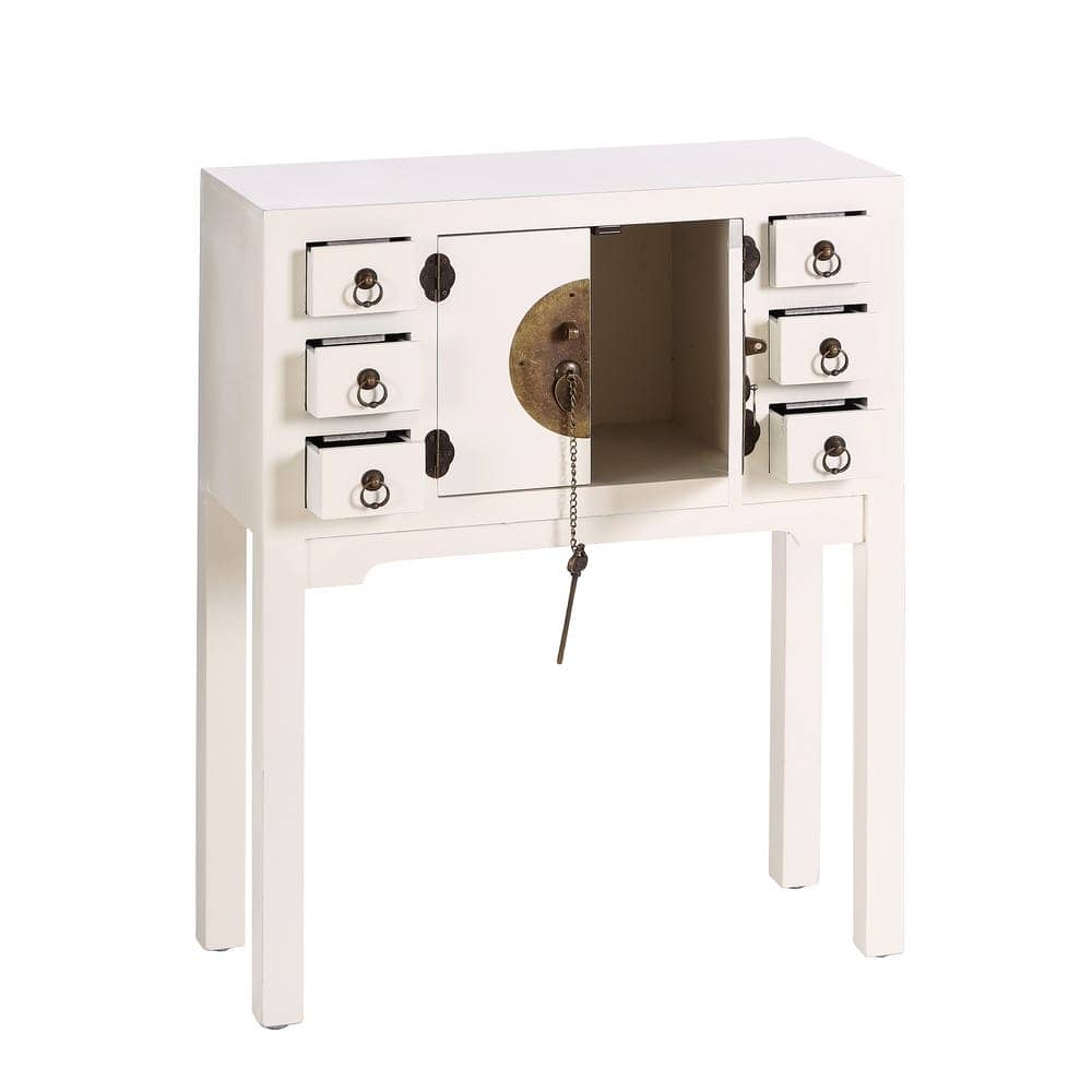 Consola Blanca de DM Minimalista de 63 cm con 2 Puertas y 6 Cajones - Estilo Elegante y Funcional para Entradas, Salones y Dormitorios - Imagen 2