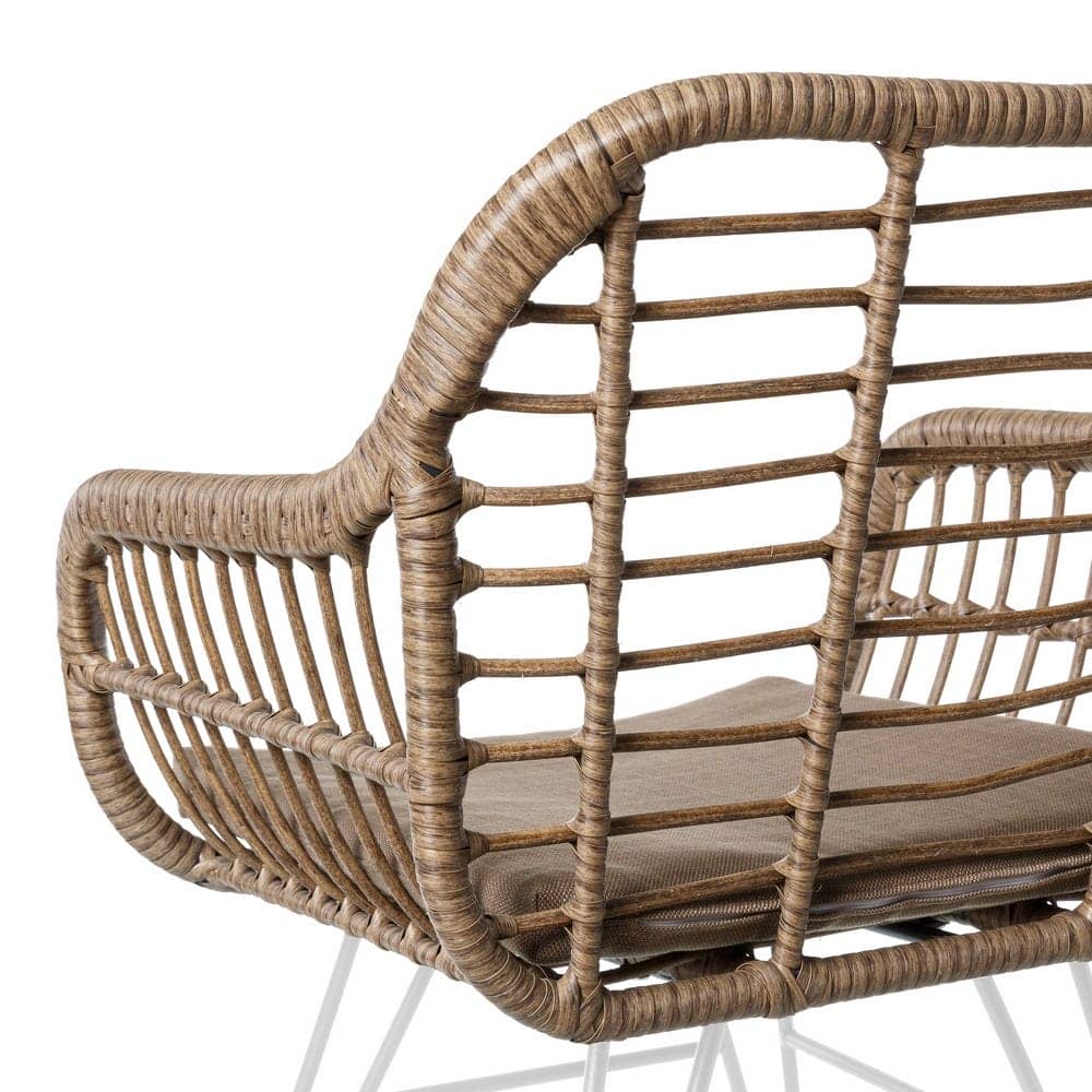 Pack de 2 Sillas de Jardín Ariki | Acero y Ratán Blanco - Diseño Mediterráneo - Imagen 3