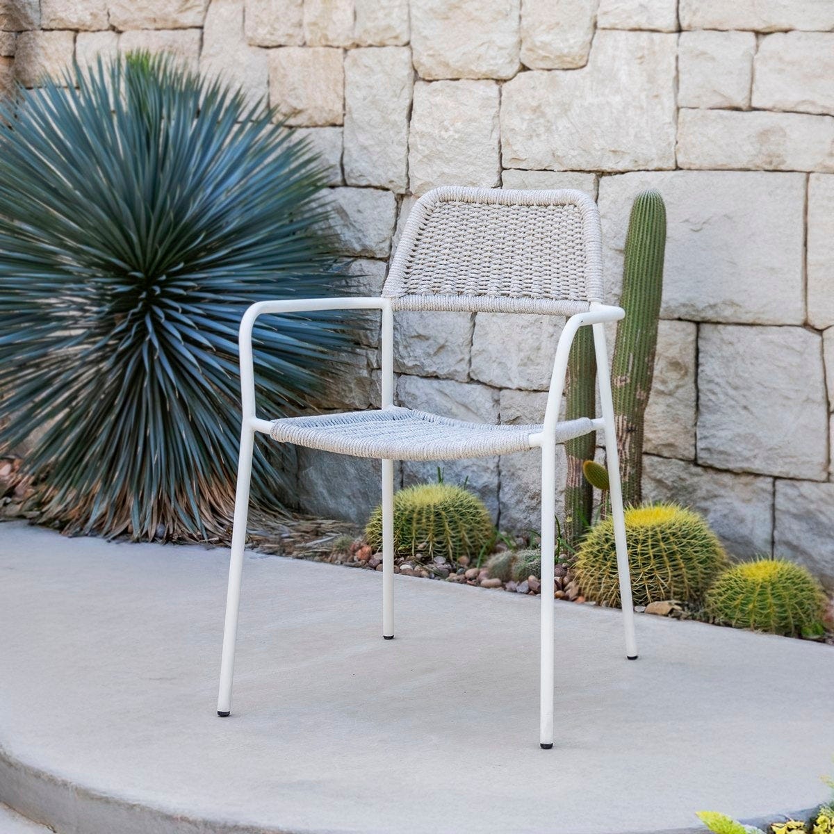 Silla Apilable Milos | Estructura Blanca / Asiento Gris - Imagen 11